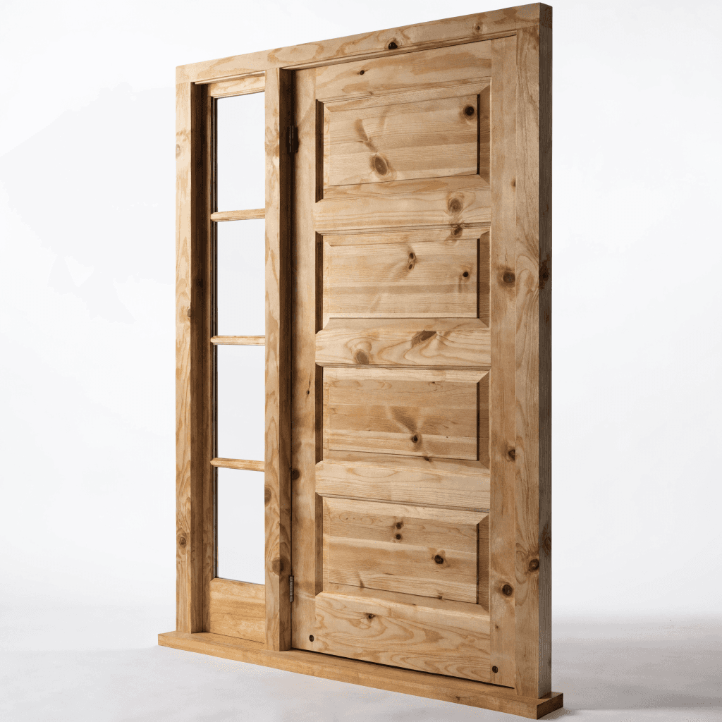 Krosswood Doors 50 in. x 80 in. Left Hand Craftsman Douglas Fir Unstained Wood Left Sidelite Prehung Front Door — stains, sealers & finishes